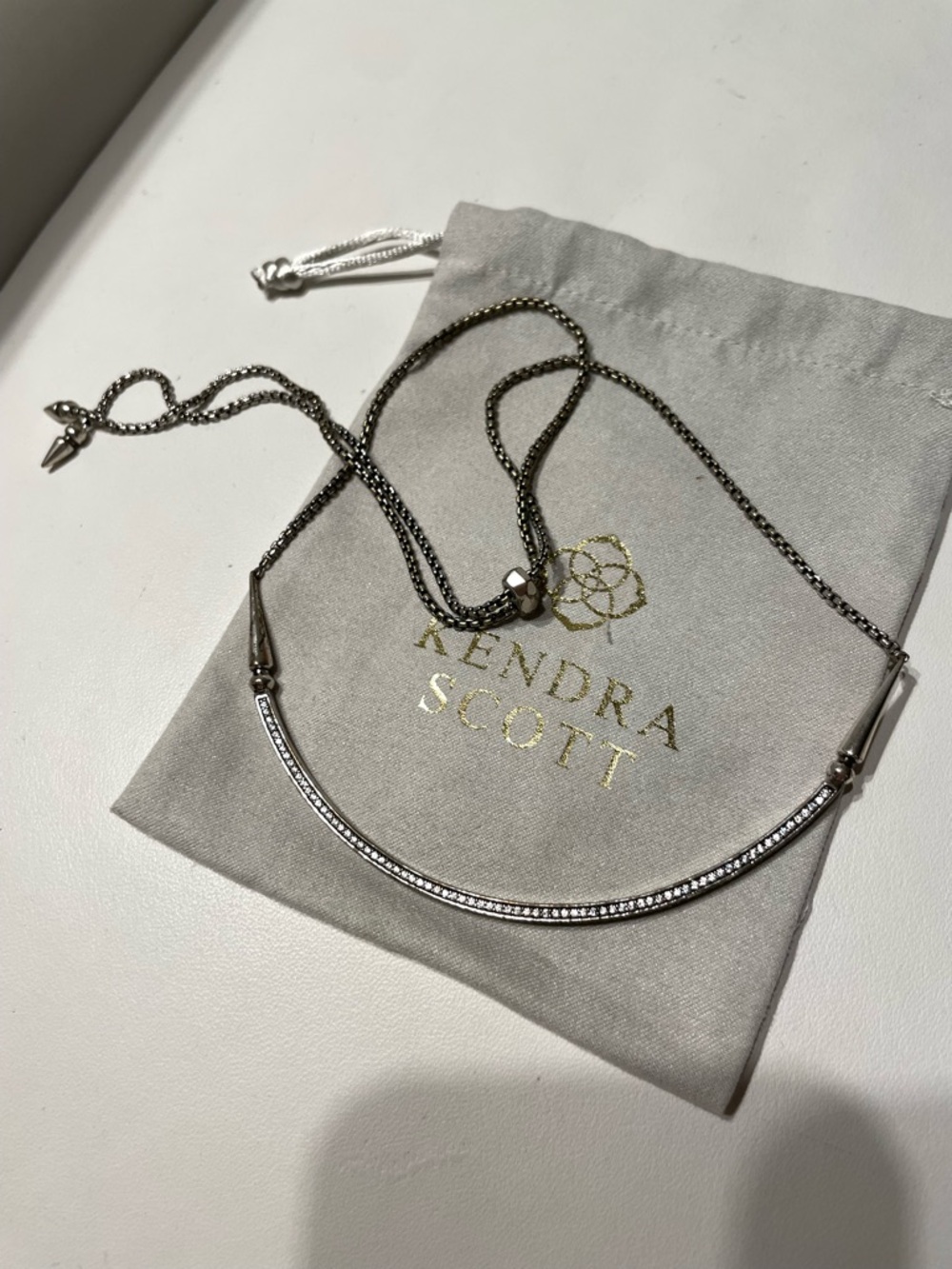 Kendra Scott Silver Pavé Bar Necklace